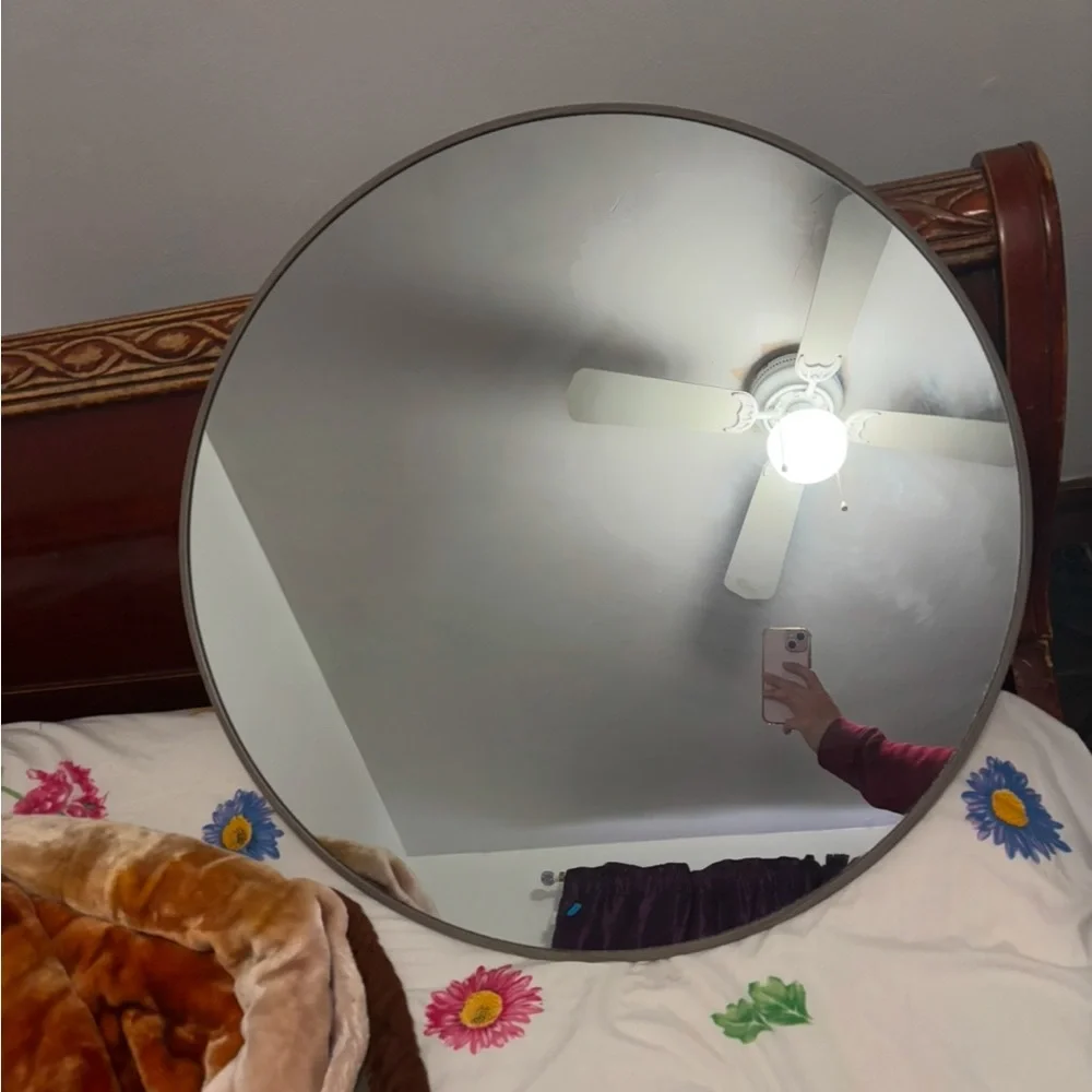 Round Silver Wall Mirror